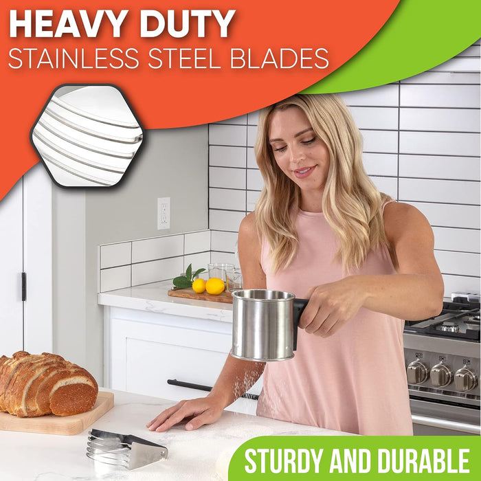 Medium Dough Blender Hand Tool - Durable Pastry Cutter - Black