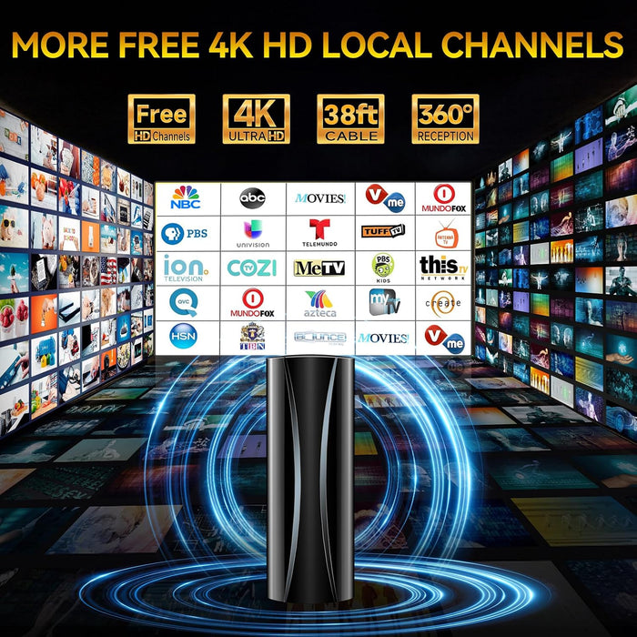 6000+ Miles TV Antenna Indoor, 2026 Digital HDTV Antenna for Local Channels