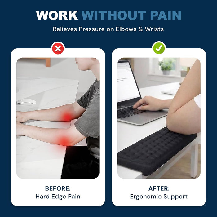 L-Shaped Memory Foam Desk Edge Cushion (2-Pack), Non-Slip PU Cover