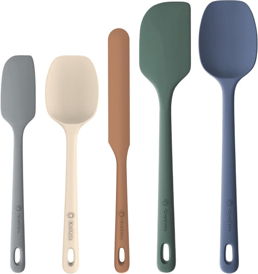 5 Pieces Silicone Spatulas Set, Heat Resistant Rubber Spatula