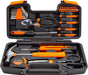 39-Piece Household Tool Set, Orange Hand Kit With Storage Case