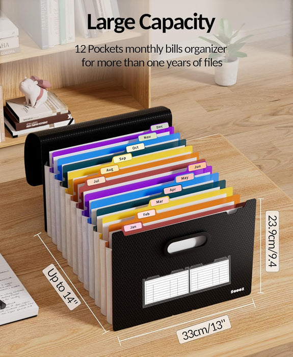 Accordion File Organizer, 13-Pocket Expanding File Folder Letter Size