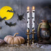 Halloween Flameless Taper Candles with Remote Timer, Bat Prints