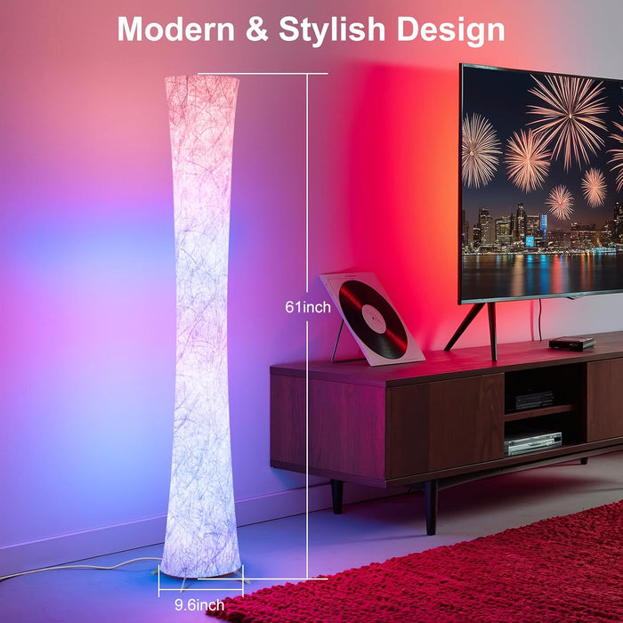61'' RGB LED Corner Floor Lamp, Unique Hourglass Shade, Round