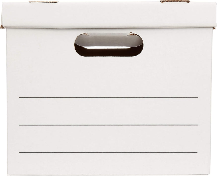 Storage/Filing Boxes with Lift-Off Lid, Letter/Legal Size, Collapsible, Tape-Free Assembly, White, 16.2" L x 12.5" W x 1