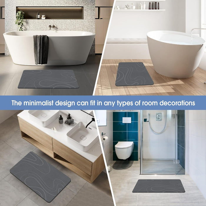 Stone Bath Mat, Diatomaceous Earth Bath Mat, Shower Mat Grey