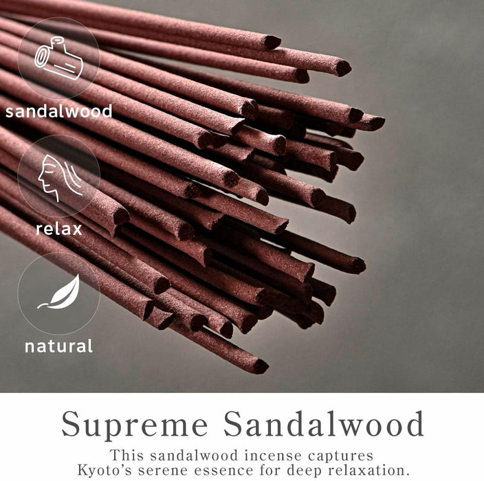 Kyoto Sandalwood Incense Sticks - Japanese Temple Aroma, Ideal for Relaxation & Meditation, Approx. 60 Sticks (0.044 Pounds) - Premium Quality Incense for Spiritual & Home Use Nagomikobo