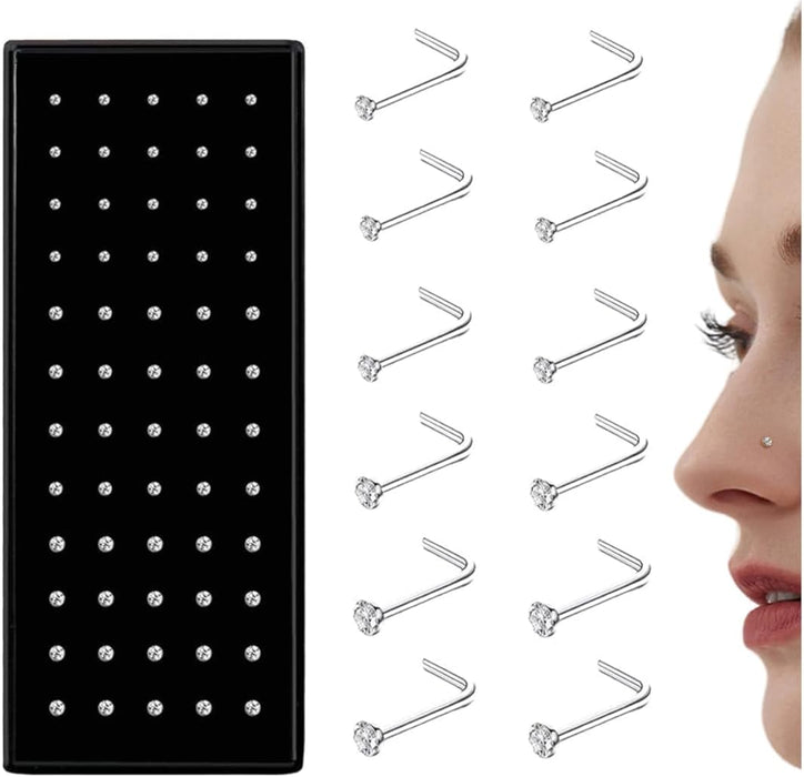 Nose Rings for Women Straight L Shaped Nose Studs Piercing 20G/22G