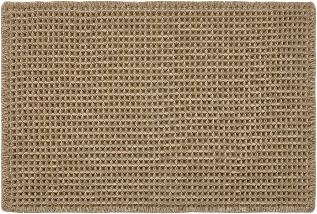 Waffle Bath Mat, Boho Bathroom Rugs Non Slip Washable, 30x20 Khaki