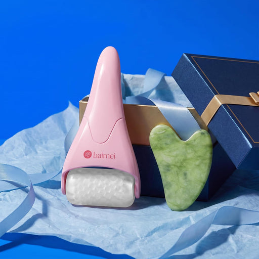 IcyMe Ice Roller for Face & Gua Sha Set, Depuff & Migraine Relief