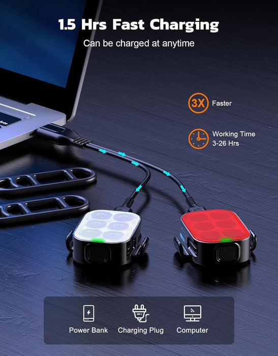 Bike Lights for Night Riding, Rechargeable Bike Light Front and Back