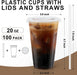 100 Pack 20 oz Plastic Coffee Cups with Lids, Disposable Clear Cups