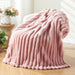 Fleece Ribbed Cozy Throw Blanket for Couch, Pink, 50"x60"