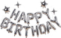 Silver Happy Birthday Balloons Banner Sign Mylar letter Party Decoration