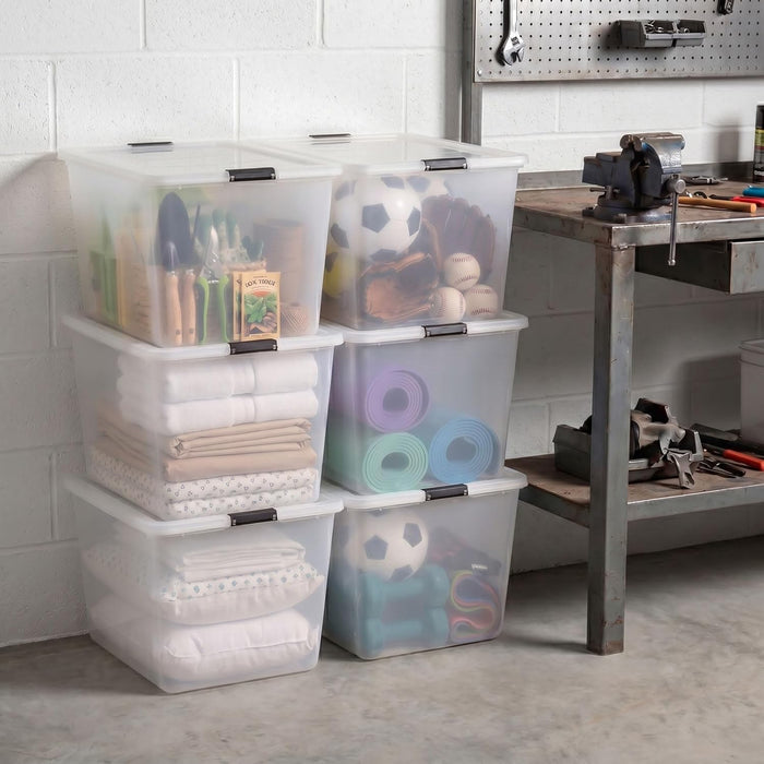 6-Pack 55 Quart Clip Box with Latching Lid