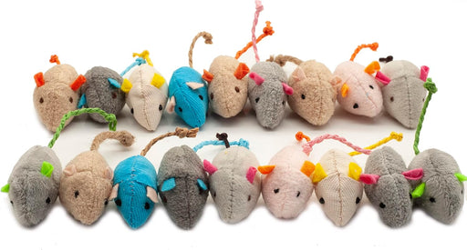 Cat Mice Toy 18-Pack Plush Catnip-Filled Mice Toys for Indoor Cats - Realistic Design, 9 Assorted Colors, 2 of Each, Val