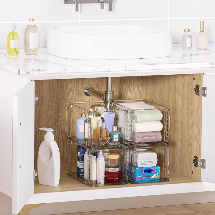 4 Pack Large Stackable Storage Drawers, Clear