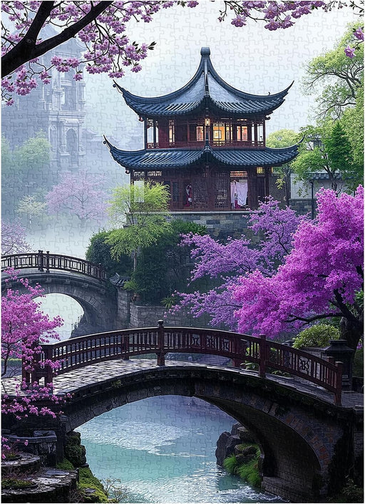 Plum Blossom Dreamscape Puzzles for Adults 1000 Pieces, Vintage Flower Tree 1000 piece Puzzle for Adults, Impossible Uni