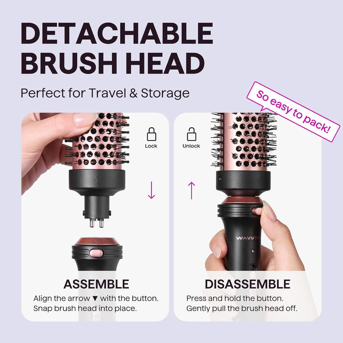 Thermal Brush 1.5" Detachable Heated Round Brush for Blowout Look