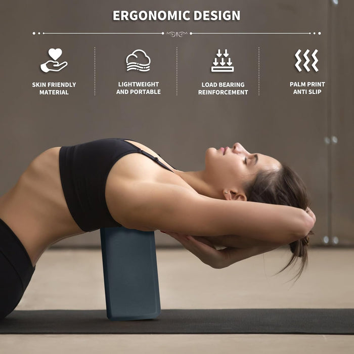 Yoga Blocks 2 Pcs, 9"x6"x3" Yoga Brick Foam Blocks EVA Foam Block Yoga Props Accessories for Yoga Pilates Stretching and