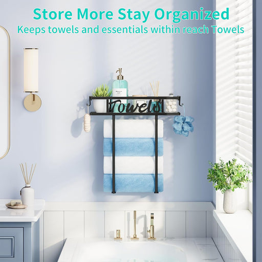 Wall Mounted Towel Rack for Bathroom, Towel Storage for Above Toilet