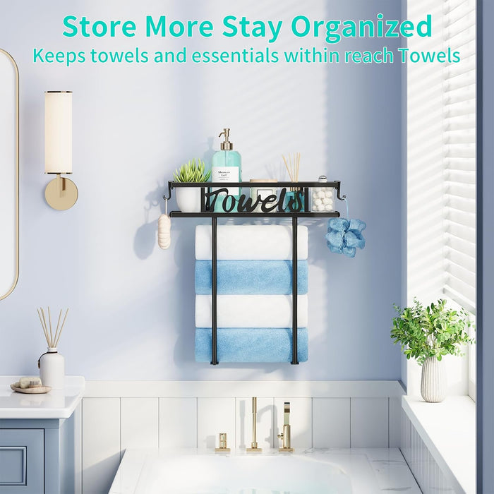Wall Mounted Towel Rack for Bathroom, Towel Storage for Above Toilet