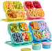 4 Pcs Snack Box Containers Set, Reusable 4 Compartment Lunchable Container with 2Pcs Sauce Containers, Stackable BPA-Fre