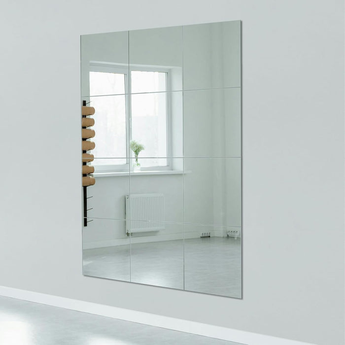 Home Gym Mirror Tiles, 12" x 12" x 12PCS Wall Mirror Tiles Frameless Glass