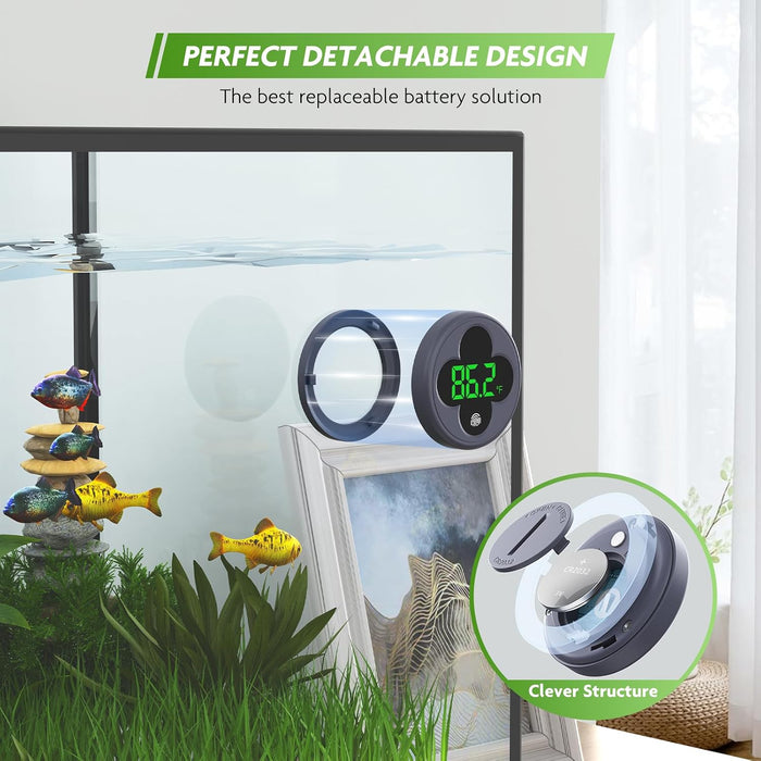 Wireless Aquarium Thermometer Accurate ±0.9℉, Replaceable Battery