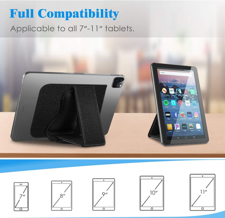 Universal Tablet Hand Strap Holder for 7-11" Tablets, Black