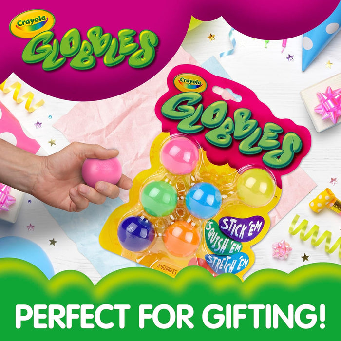 Globbles Fidget Toy (6ct), Sticky Stress Ball for Adults & Kids, Squishy Balls, Calming Sensory Gifts for Stress Relief