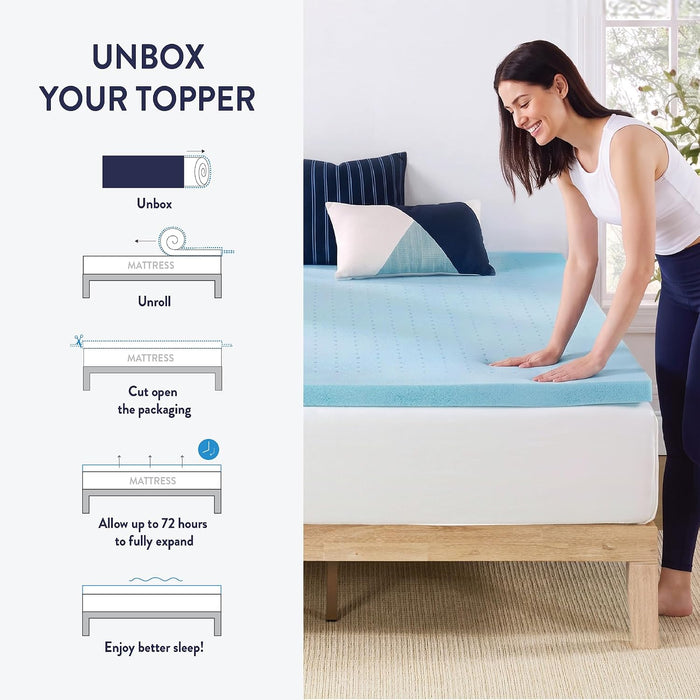 1.5 Inch Ventilated Memory Foam Mattress Topper, Cooling Gel Infusion, CertiPUR-US Certified, Dorm Essentials, Full
