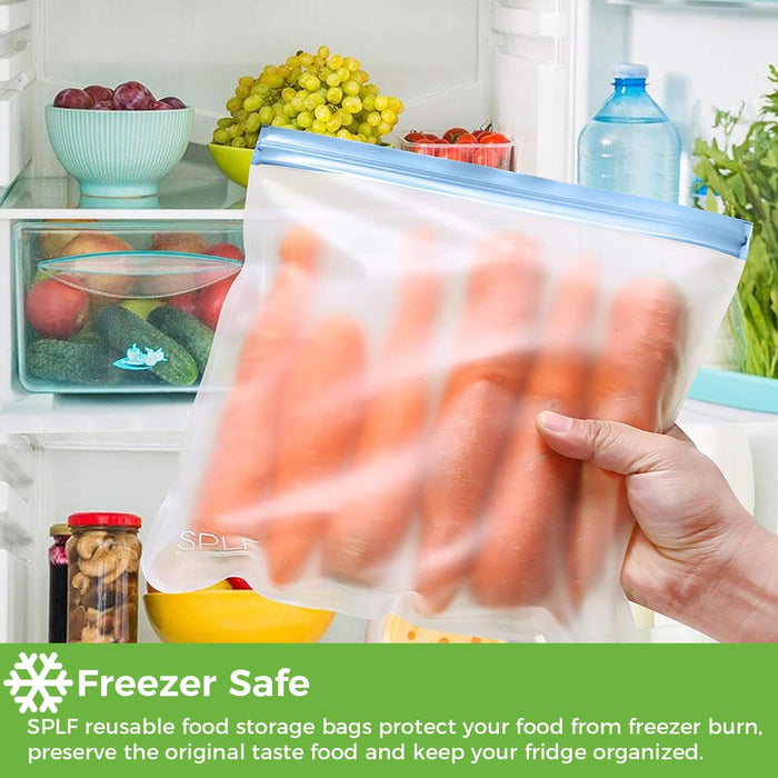 12 Pack Dishwasher Safe Reusable Freezer Bags, Multicolor