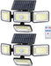 Solar Lights Outdoor Waterproof, 288 LED 2800LM Motion Sensor Outdoor Lights with Remote Control, 4 Head Solar Flood Lights Outdoor for Patio, Garage, Yard, Wall, IP65 Security Lights 2 Pack