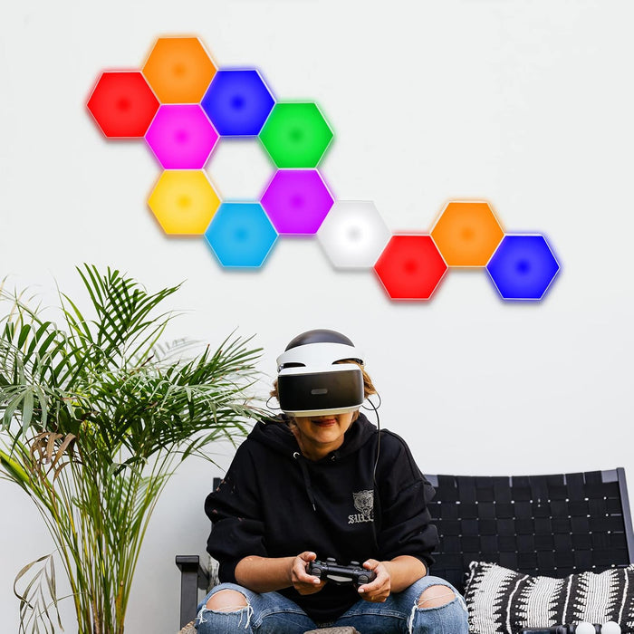Hexagon Light Panels with Remote, 13 Colors, 6 Pack