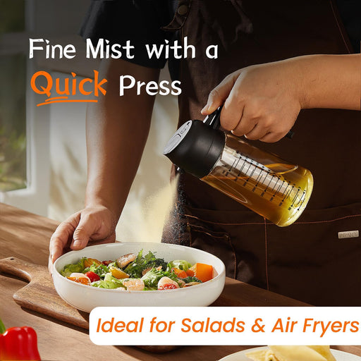 16oz/470ml Glass Olive Oil Sprayer for Cooking – 2 in 1 Olive Oil Dispenser Bottle for Kitchen Gadgets and Air Fryer Acc