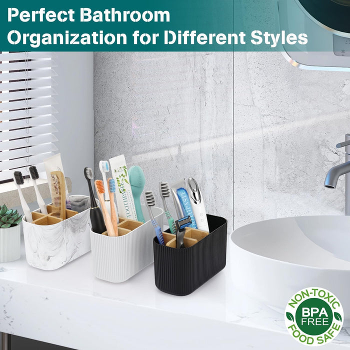 Black Toothbrush Holder, 5 Slots Bathroom Organizers and Storage