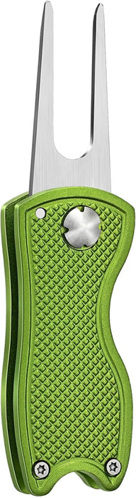 Golf Divot Repair Tool, All Metal Foldable Divot Tool with Pop-up Button & Magnetic Ball Marker, 2-6 Pack