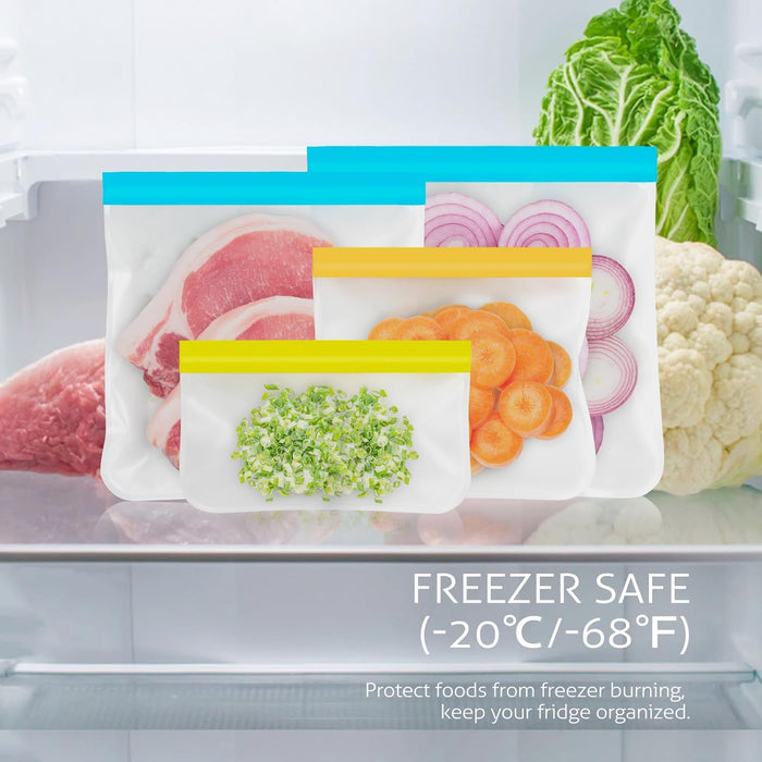 10 Pack Reusable Gallon Freezer Bags, Multicolor
