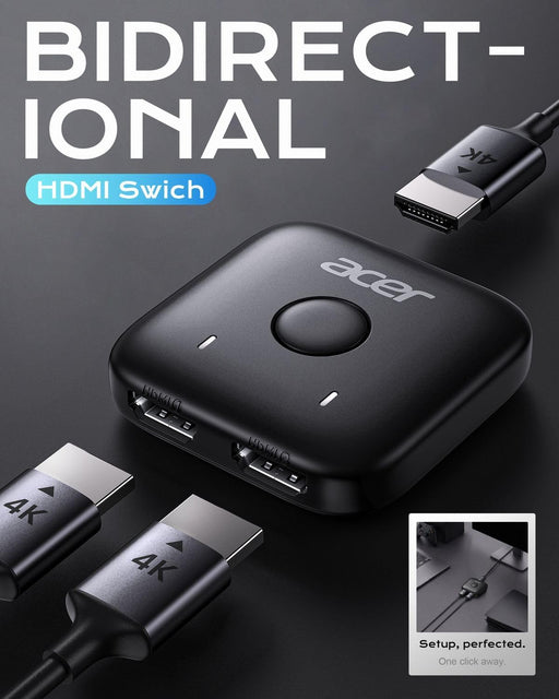 Acer HDMI Switch 2 in 1 Out, 4K60Hz Bidirectional 1 in 2 Out Video Switcher