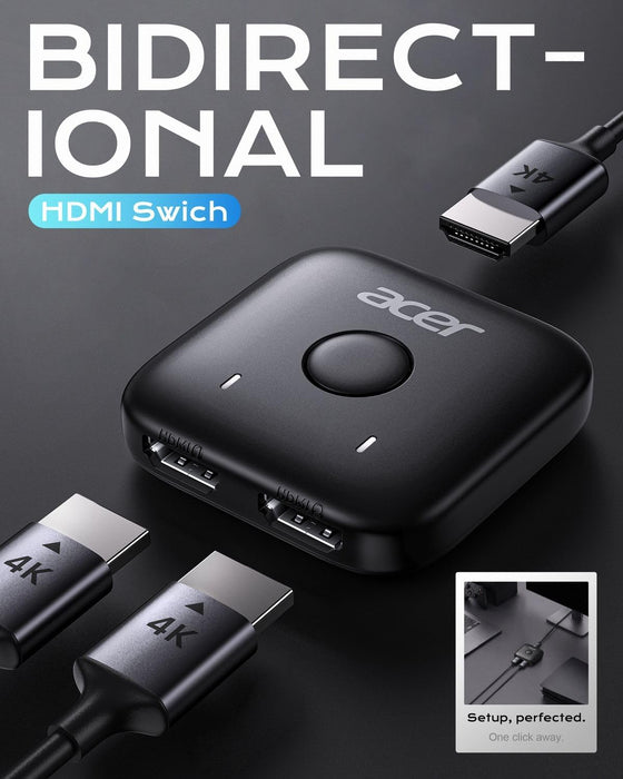 Acer HDMI Switch 2 in 1 Out, 4K60Hz Bidirectional 1 in 2 Out Video Switcher
