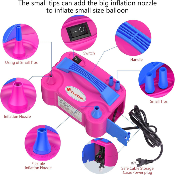 IDAODAN Electric Balloon Pump, Portable Electric Balloon Blower Machine Inflator Air Pump for Party Decorations