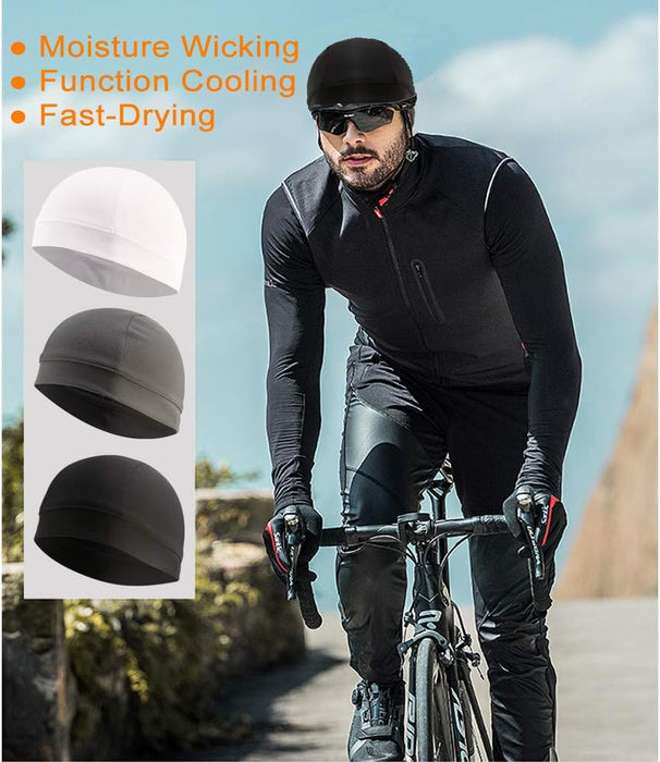 3 Pack Cooling Skull Cap Helmet Liner Sweat Wicking Breathable Hat for Men