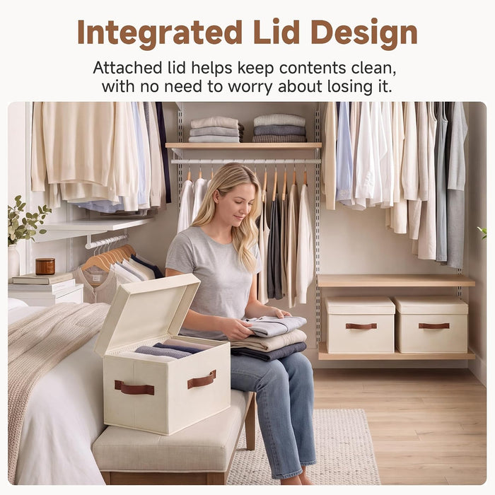 Fabric Storage Bins with Lids, Closet Storage Bins