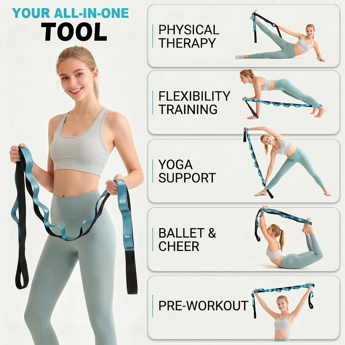 Stretching Strap with Loops for Physical Therapy,Knee,Calf,Back