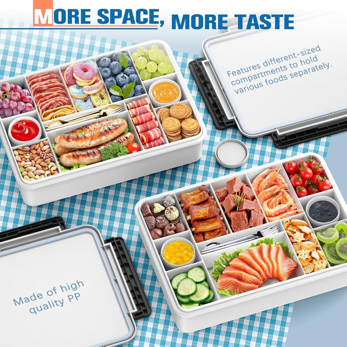Chilled Portable Snackle Box Container with Ice Pack, Divided Serving Tray with Insulated Bag, Beach Essentials for Summ