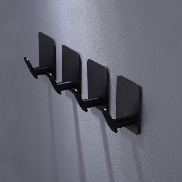 26lb Heavy Duty Adhesive Towel Hooks, No-Damage 4 Pack Matte Black