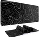 Gaming Mouse Pad, Black with White Topographic Line, 31.5x11.8in
