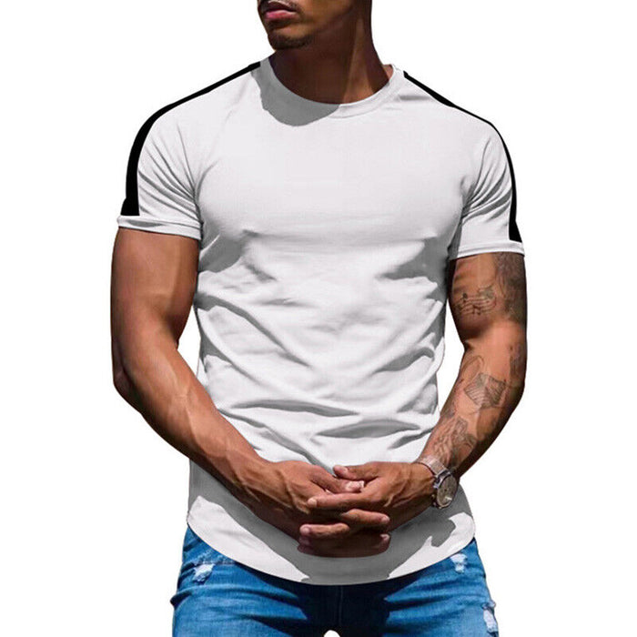 Mens Casual round Curved Hem T-Shirt Men Sport Fashion Short Sleeve T Shirts