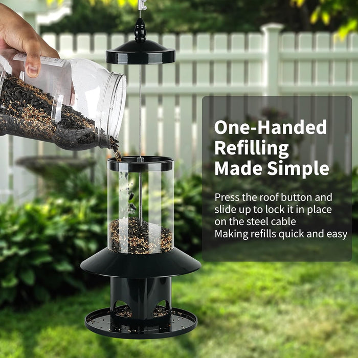 Squirrel-Proof Bird Feeder 360° Feeding Perch Tray for Outdoor Hanging